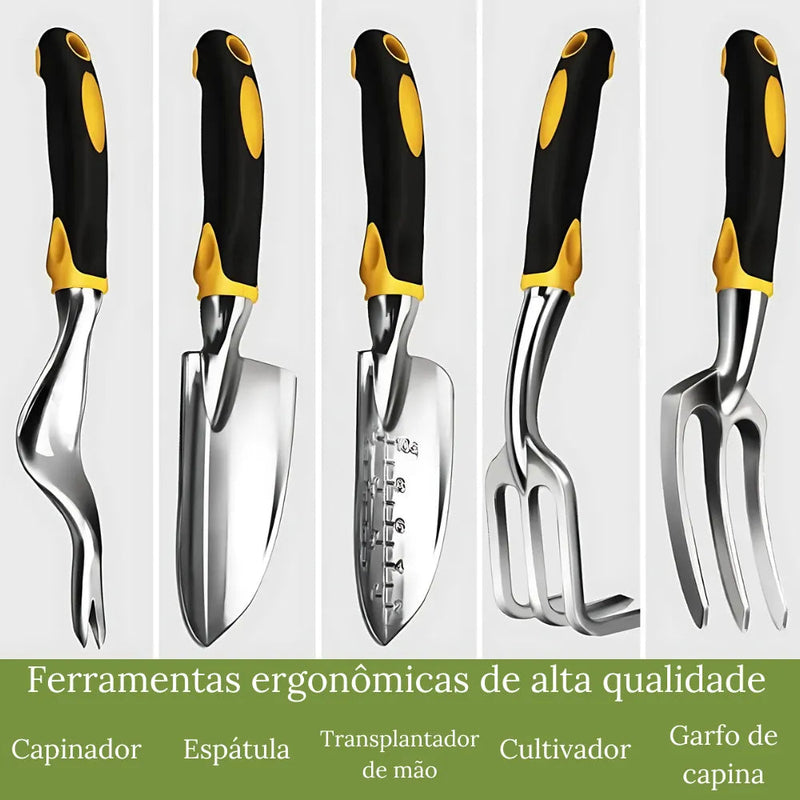 Kit de Ferramentas Ergonômicas 5 em 1 para Jardinagem
