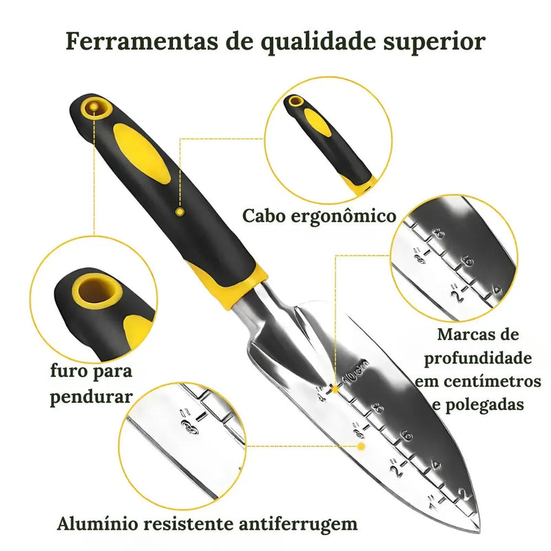 Kit de Ferramentas Ergonômicas 5 em 1 para Jardinagem
