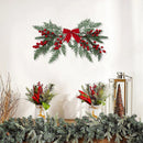 Enfeite Natalino com Folhas de Cipreste e Frutinhas Vermelhas