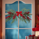 Enfeite Natalino com Folhas de Cipreste e Frutinhas Vermelhas