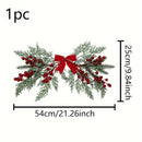 Enfeite Natalino com Folhas de Cipreste e Frutinhas Vermelhas