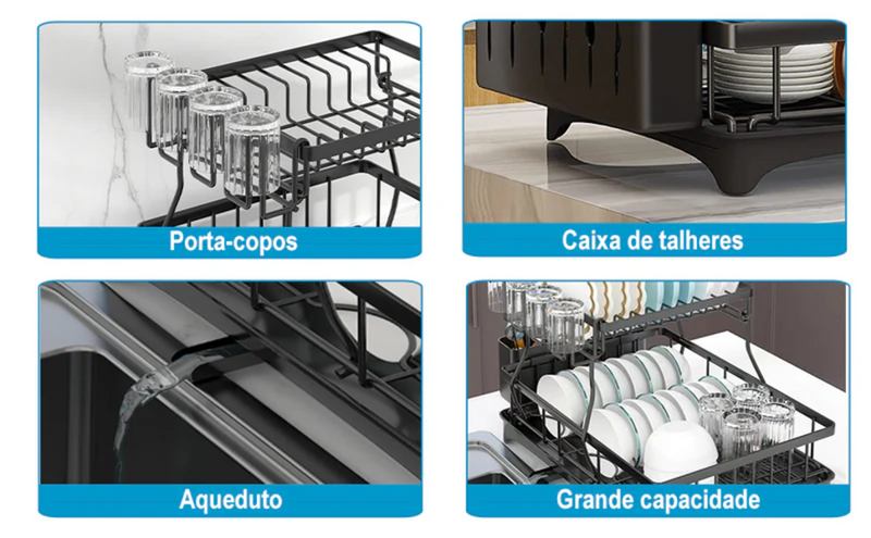 Escorredor de Louça 2 Andares em Aço Inox